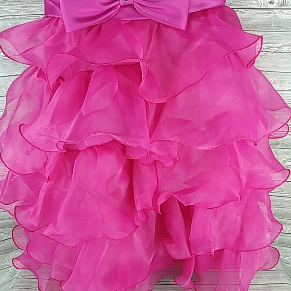 Tier Ruffled fuchsia gemstone gown dress - Picture 3 of 11